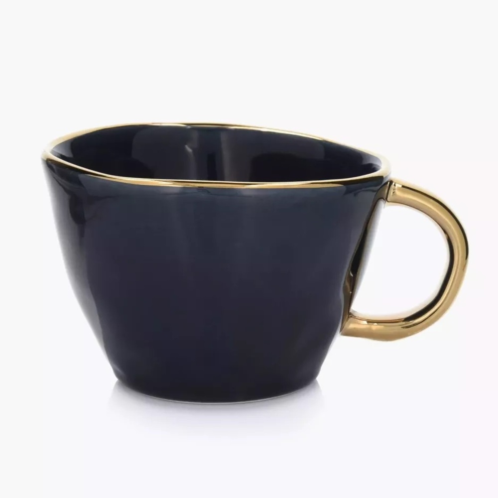 Set of 2 DUKA Siren Navy Blue Gold Handle Cups